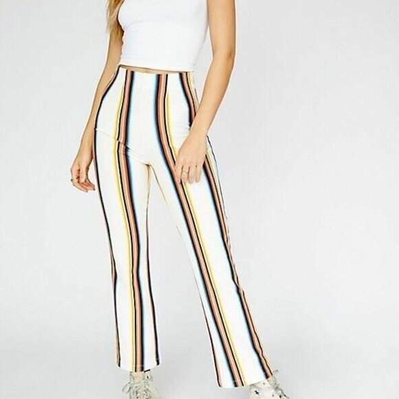 NWT Free People High Rise Striped Stretch Flare Casual Lounge Pants - Picture 3 of 10